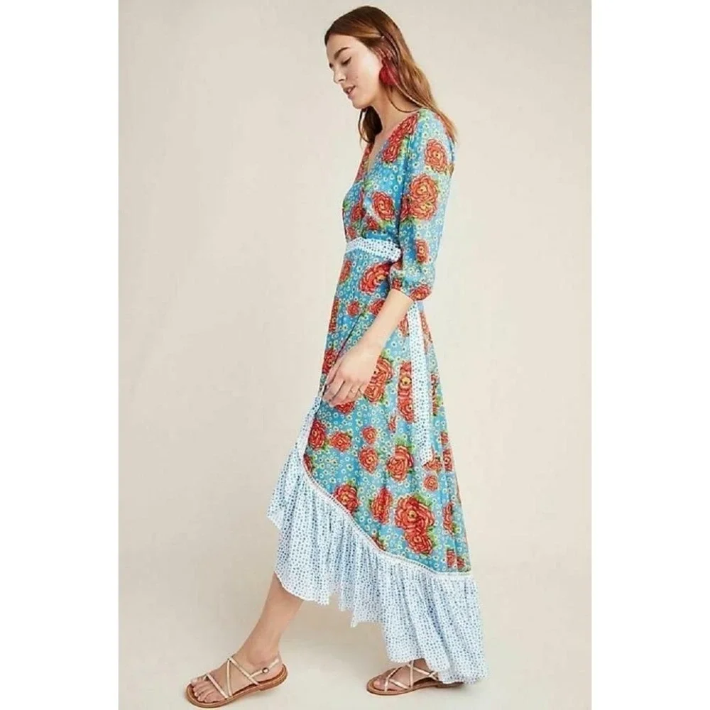011- Farm Rio Ruffle Wrap Dress - Picture 3 of 4